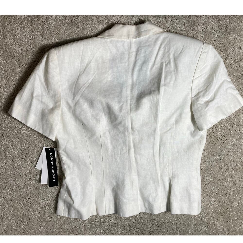 Women's Linen Blazer Blouse Donna Morgan White Floral Print w/ Tags Size 14 NEW - Picture 3 of 8